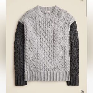 J.Crew Oversized cable-knit crewneck sweater with contrast sleeves size L/XL